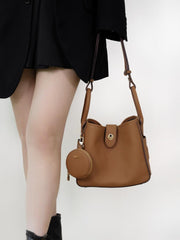 Lajoe Togo Genuine Leather Cellant Bucket Bag