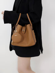 Lajoe Togo Genuine Leather Cellant Bucket Bag