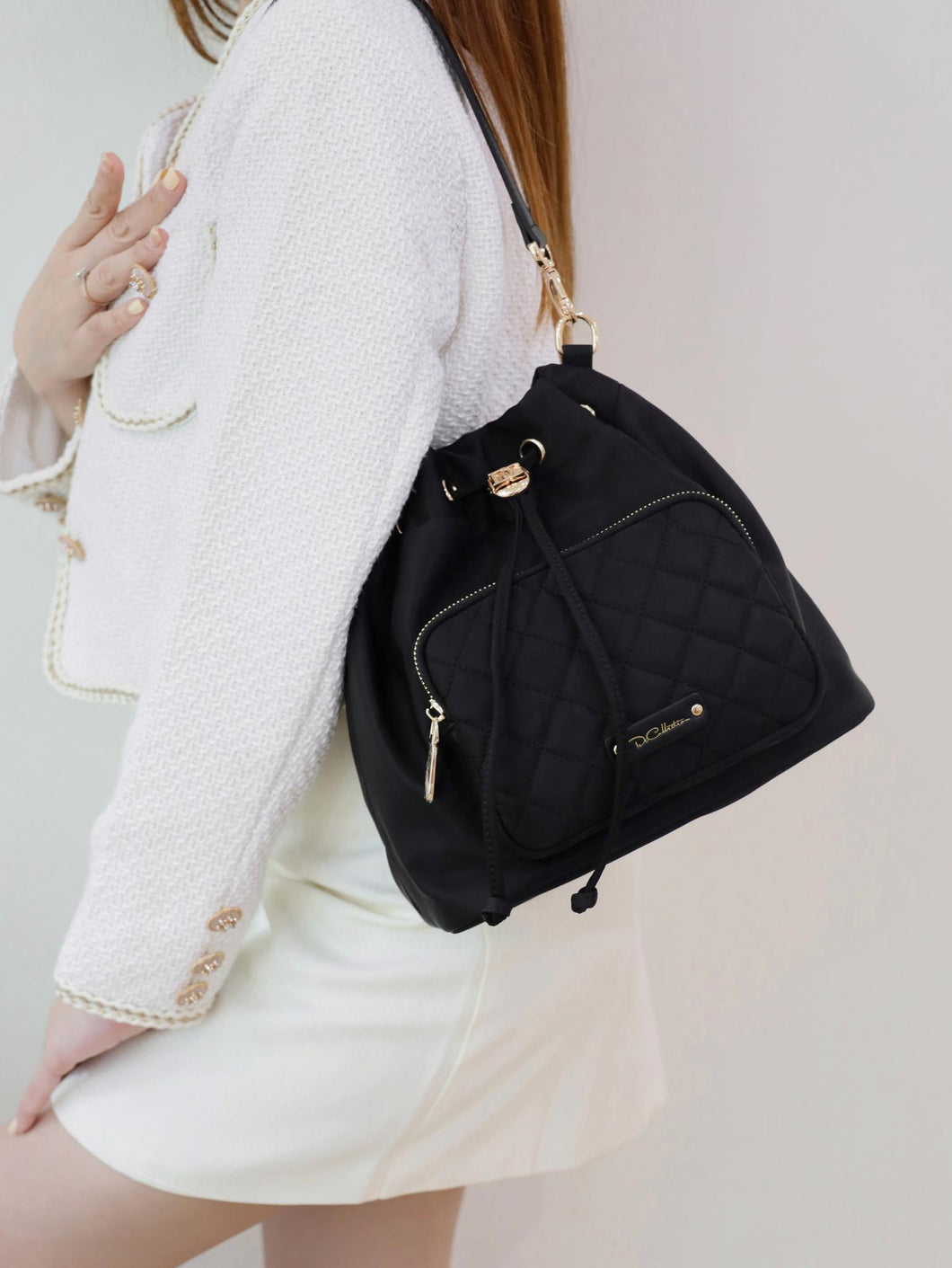 Tobey Drawstring Nylon Bucket Bag