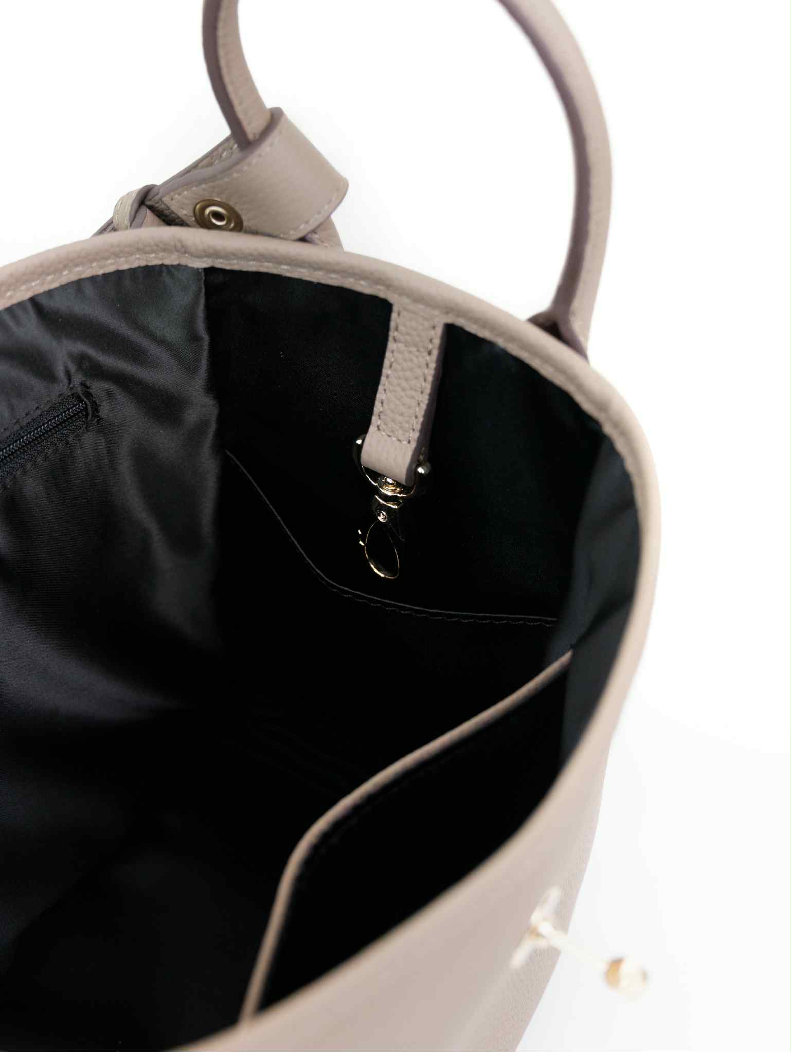 Lajoe Togo Genuine Leather Cellant Bucket Bag