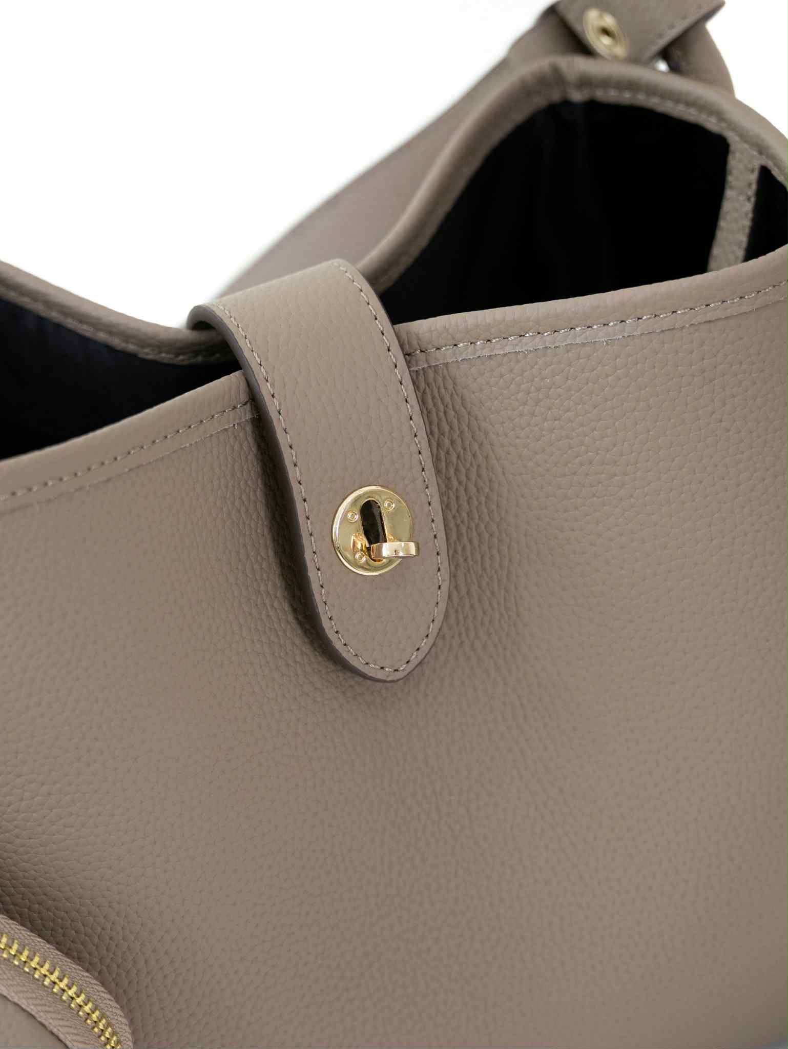 Lajoe Togo Genuine Leather Cellant Bucket Bag