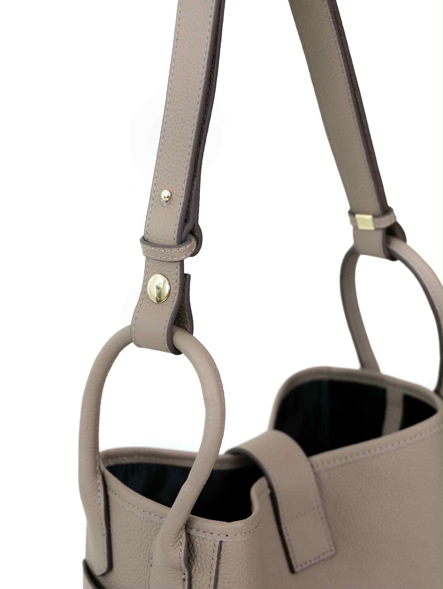 Lajoe Togo Genuine Leather Cellant Bucket Bag