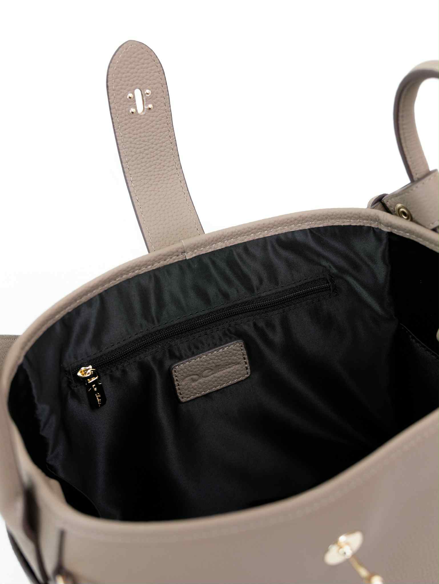 Lajoe Togo Genuine Leather Cellant Bucket Bag