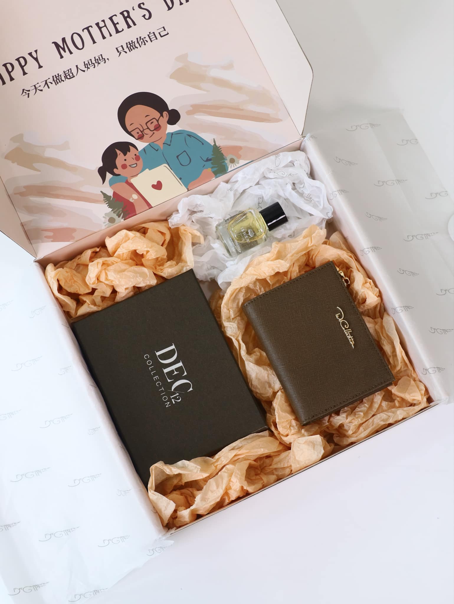 ( Wallet Set ) Hazel Genuine Leather Short Wallet - SuperMOM Box