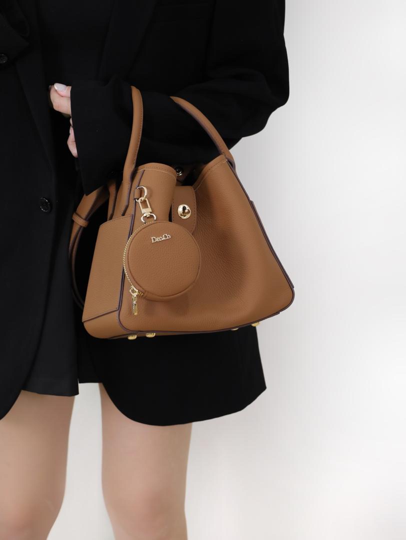 Lajoe Togo Genuine Leather Cellant Bucket Bag