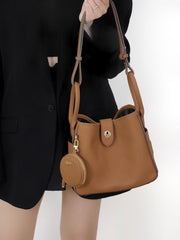 Lajoe Togo Genuine Leather Cellant Bucket Bag