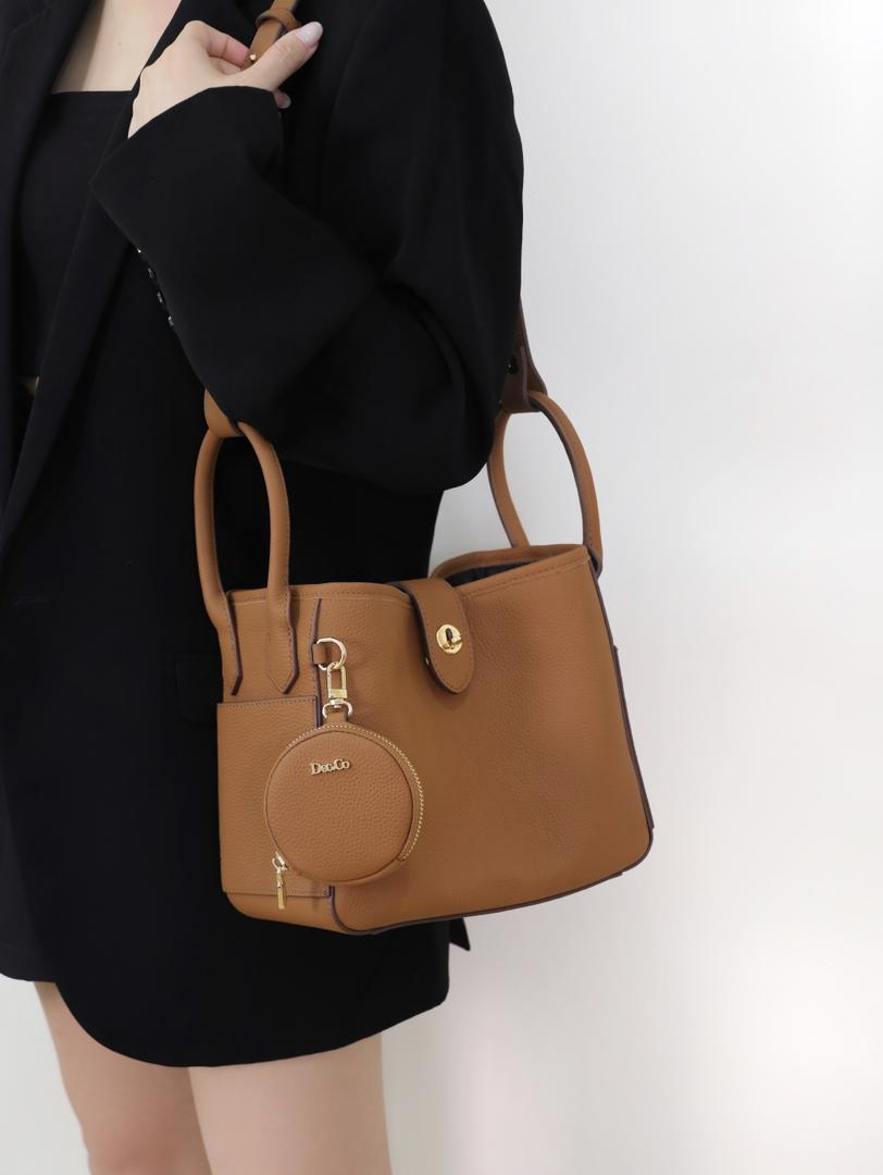Lajoe Togo Genuine Leather Cellant Bucket Bag
