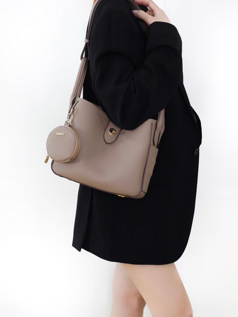 Lajoe Togo Genuine Leather Cellant Bucket Bag