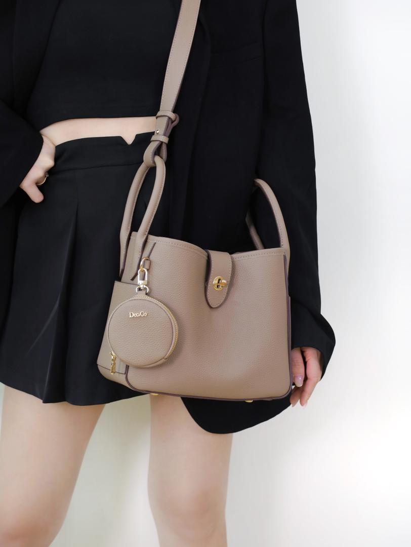 Lajoe Togo Genuine Leather Cellant Bucket Bag