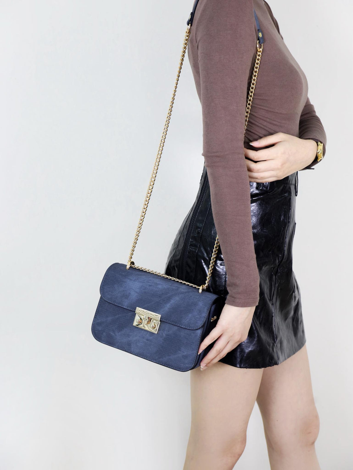 Jaymi Denim Chain Bag