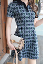 Load image into Gallery viewer, Old School Argyle Pattern V Collar Dress